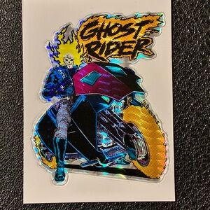 Ghost Rider Holographic Sticker - Yellow & Black Accent